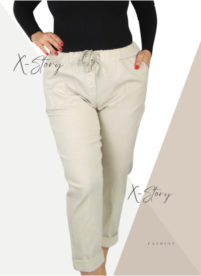 Nagyméretű, gumisderekú , sztreccsnadrág (krém)