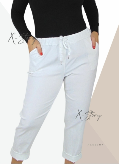 Nagyméretű, gumisderekú , sztreccsnadrág (fehér)