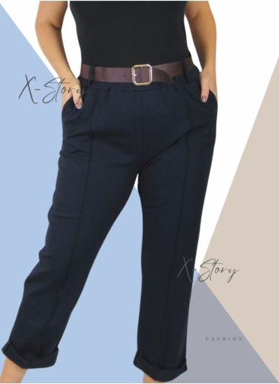 Nagyméretű, élén varrott, hátul zsebes nadrág (sötétkék)