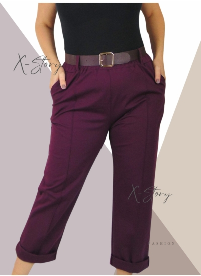 Nagyméretű, élén varrott, hátul zsebes nadrág (bíbor)