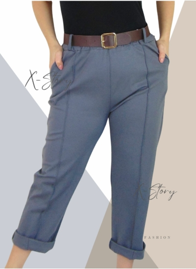 Nagyméretű, élén varrott, hátul zsebes nadrág (világosszürke)