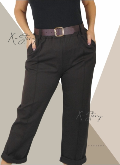 Nagyméretű, élén varrott, hátul zsebes nadrág (csoki)