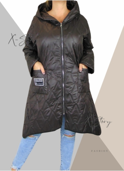 Extra nagy méretű szteppelt kabát (csoki)