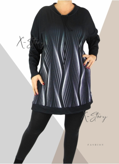 Extra bő fazonú, nyaknál kötős, tunika