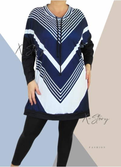 Extra bő fazonú, nyaknál kötős, tunika