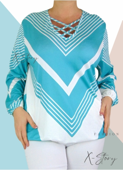 Mellnél pántos, gumisaljú mintás felső