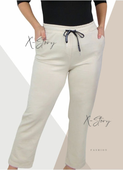 Nagyméretű,  gumisderekú melegítőhatású nadrág (krém)