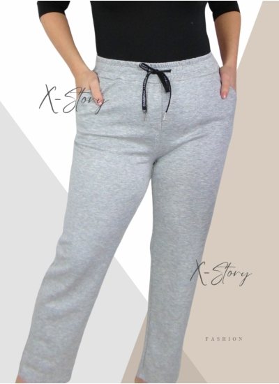 Nagyméretű,  gumisderekú melegítőhatású nadrág (világosszürke)