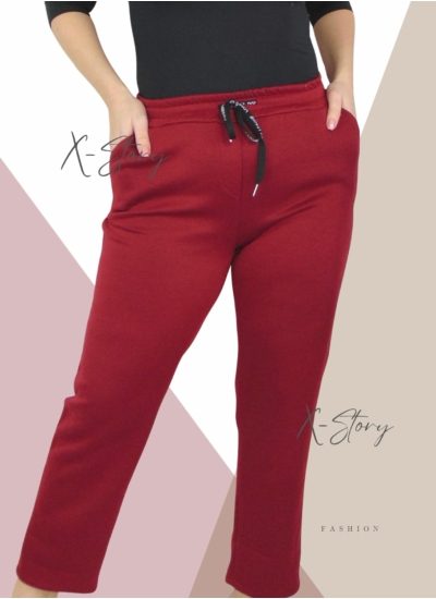 Nagyméretű,  gumisderekú melegítőhatású nadrág (bordó)