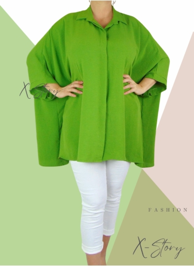 Extra bő fazonú, muszlin blúz (avokádó)