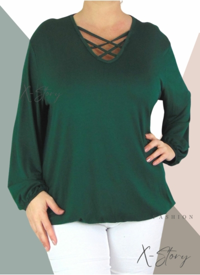 Mellnél pántos, gumis aljú felső (méregzöld)