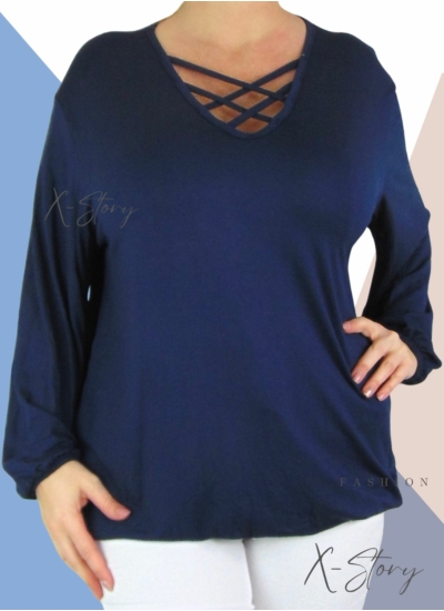 Mellnél pántos, gumis aljú felső (sötétkék)