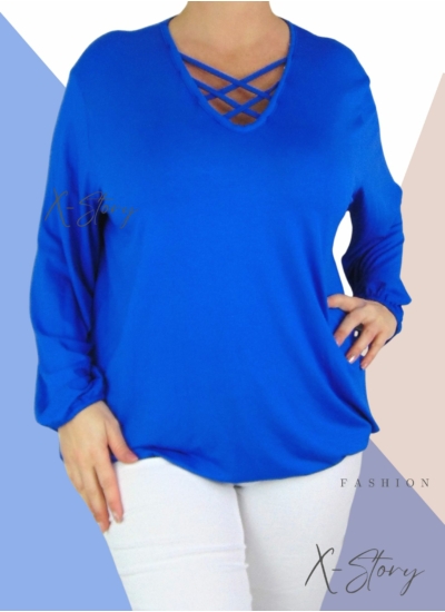 Mellnél pántos, gumis aljú felső (királykék)