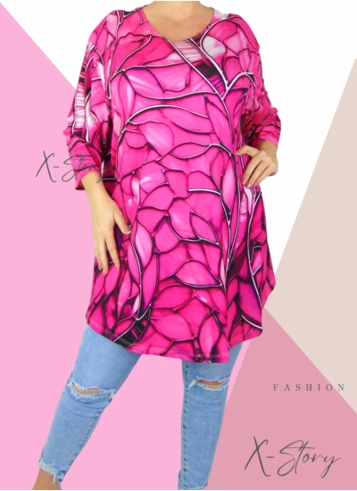 Extra bő fazonú, kereknyakú, mintás tunika