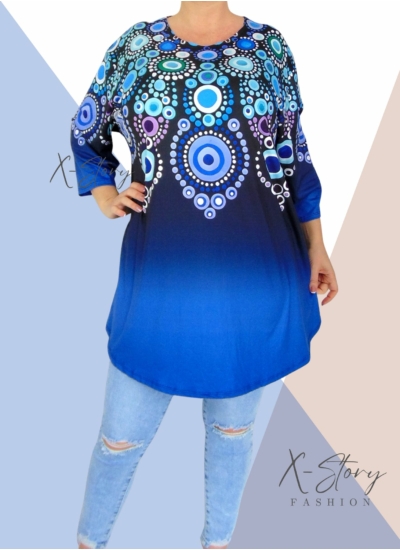 Extra bő fazonú, kereknyakú, mintás tunika