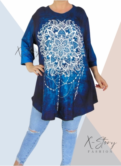 Extra bő fazonú, kereknyakú, mintás tunika