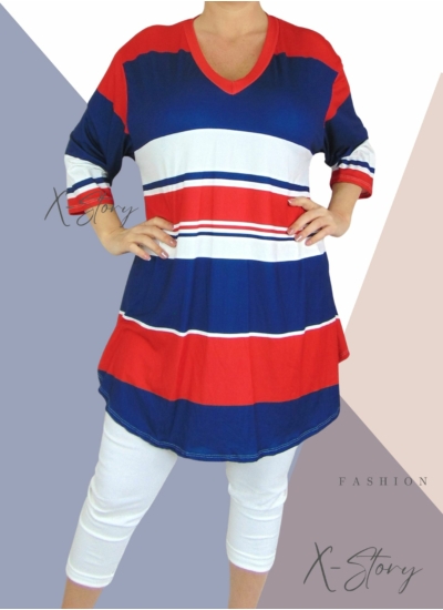 Extra bő fazonú, "V" dekoltált, mintás tunika