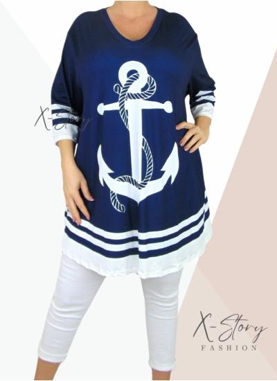 Extra bő fazonú, "V" dekoltált, mintás tunika