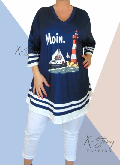 Extra bő fazonú, "V" dekoltált, mintás tunika