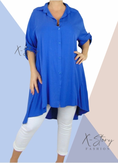 Bő fazonú, hátul hosszított ingruha (királykék)