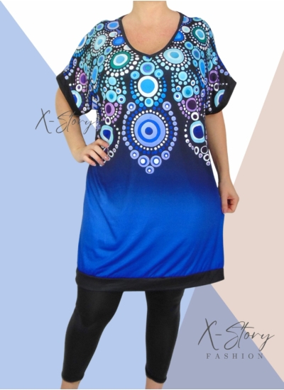 Extra bő fazonú, "V" dekoltált mintás tunika