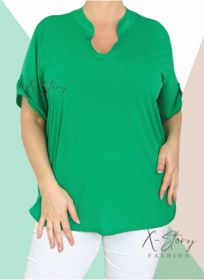 "V" dekoltál, hidegselyem anyagú póló (fűzöld)