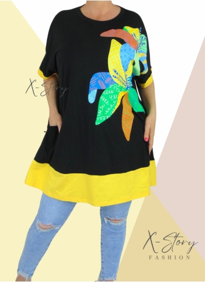 Gyöngyökkel díszített, kétszínű tunika (sárga)