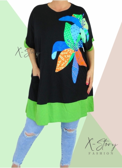 Gyöngyökkel díszített, kétszínű tunika (zöld)