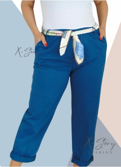 Nagyméretű, sztreccsvászon nadrág (petrol)