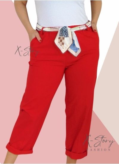 Nagyméretű, sztreccsvászon nadrág (piros)