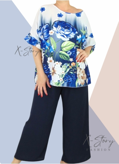 Laza fazonú szett (nadrág+felső)sötétkék