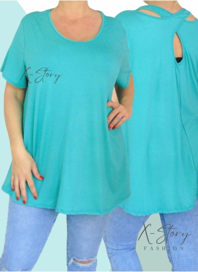 Hátán pántos , laza fazonú felső (sötéttürkiz)