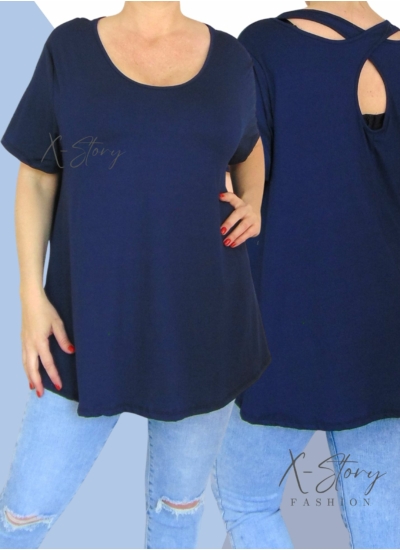 Hátán pántos , laza fazonú felső (sötétkéék)