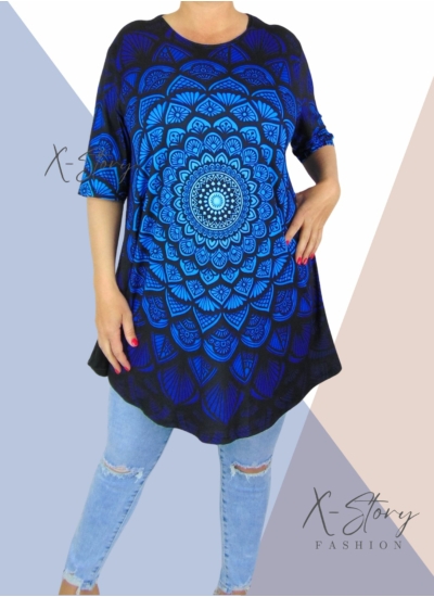 Kereknyakú , laza fazonú mintás tunika
