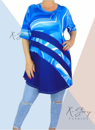 Kereknyakú , laza fazonú mintás tunika