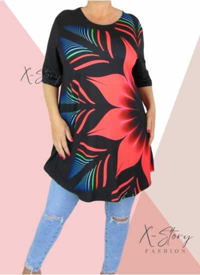 Kereknyakú , laza fazonú mintás tunika