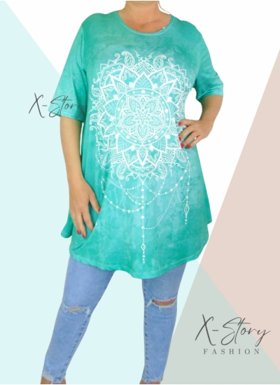 Kereknyakú , laza fazonú mintás tunika