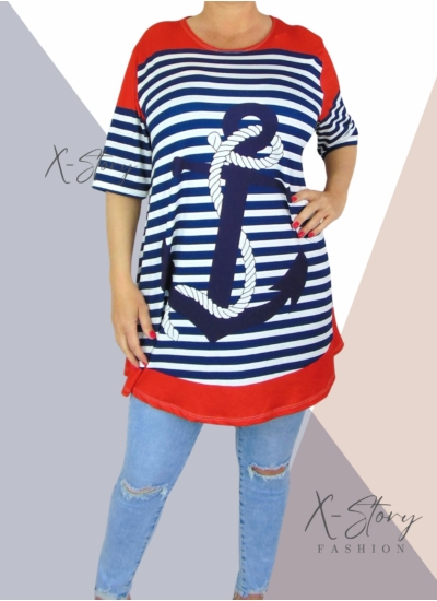 Kereknyakú , laza fazonú mintás tunika