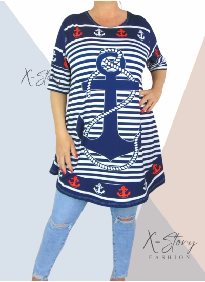 Kereknyakú , laza fazonú mintás tunika