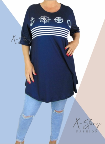 Kereknyakú , laza fazonú mintás tunika