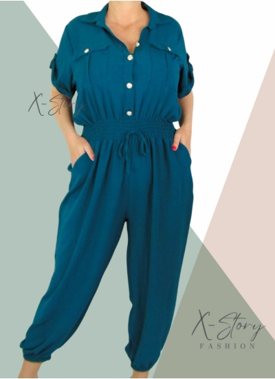 Nagyméretű, gumisderekú  overál  (méregzöld)