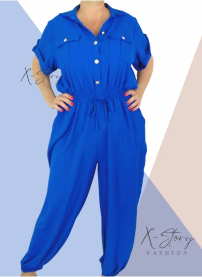 Nagyméretű, gumisderekú  overál  (királykék)