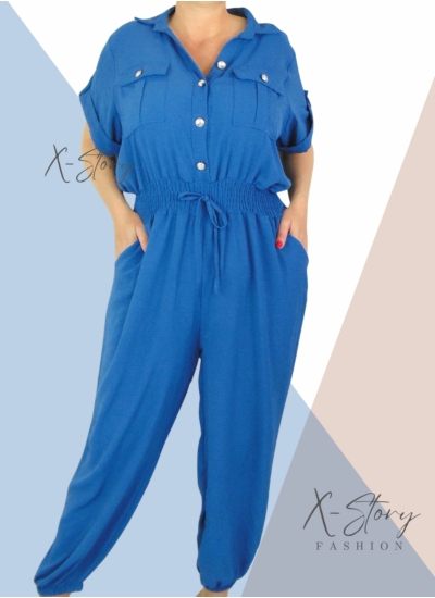 Nagyméretű, gumisderekú  overál  (farmerkék)