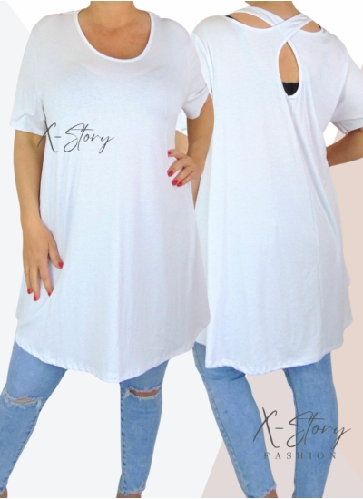 Hátán pántos , "A" vonalú tunika (fehér)