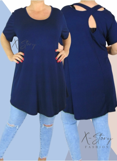 Hátán pántos , "A" vonalú tunika (sötétkék)