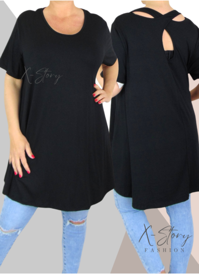 Hátán pántos , "A" vonalú tunika (fekete)