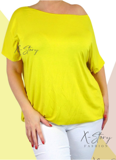 Gumis aljú , ejtett vállú felső (sárga)