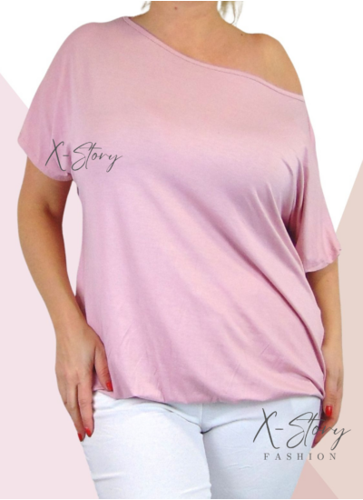 Gumis aljú , ejtett vállú felső (púder)