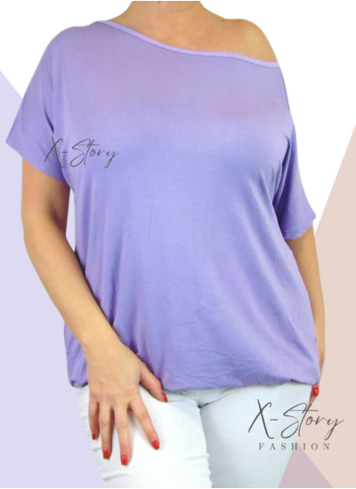 Gumis aljú , ejtett vállú felső (lila)