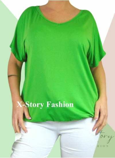 Gumis aljú, "V" dekoltált felső (kivizöld)